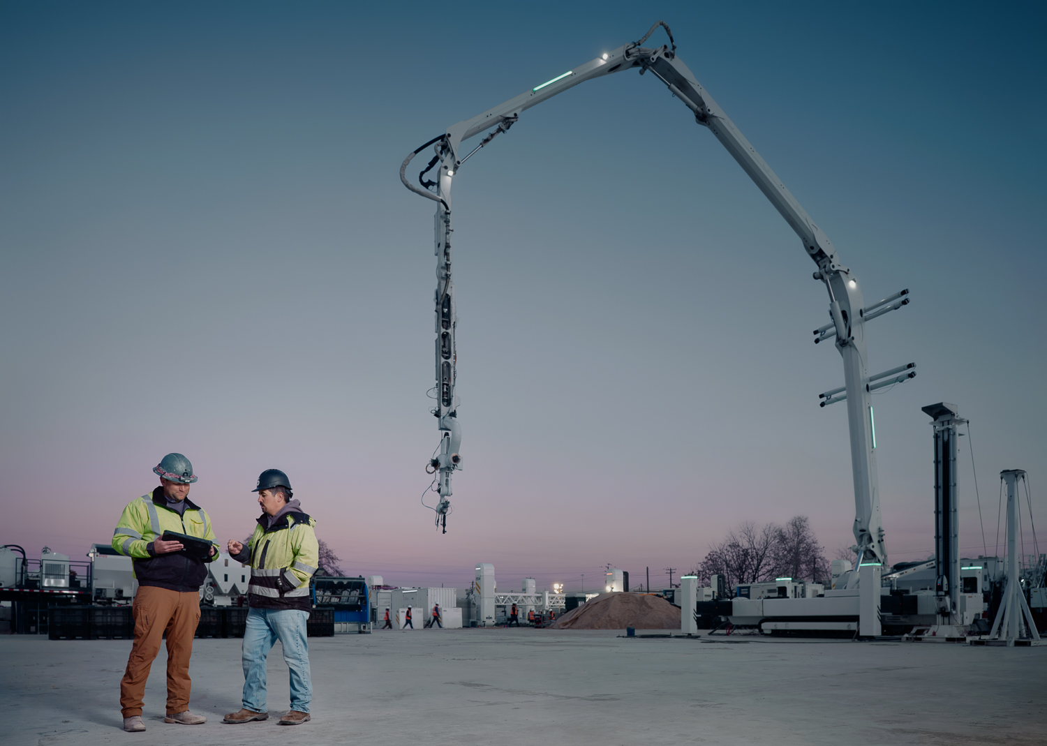 Titan printer at dusk with crew